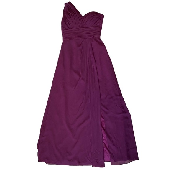 Bill Levkoff Purple Maxi Chiffon One Shoulder Dress Size 6 - Picture 2 of 12